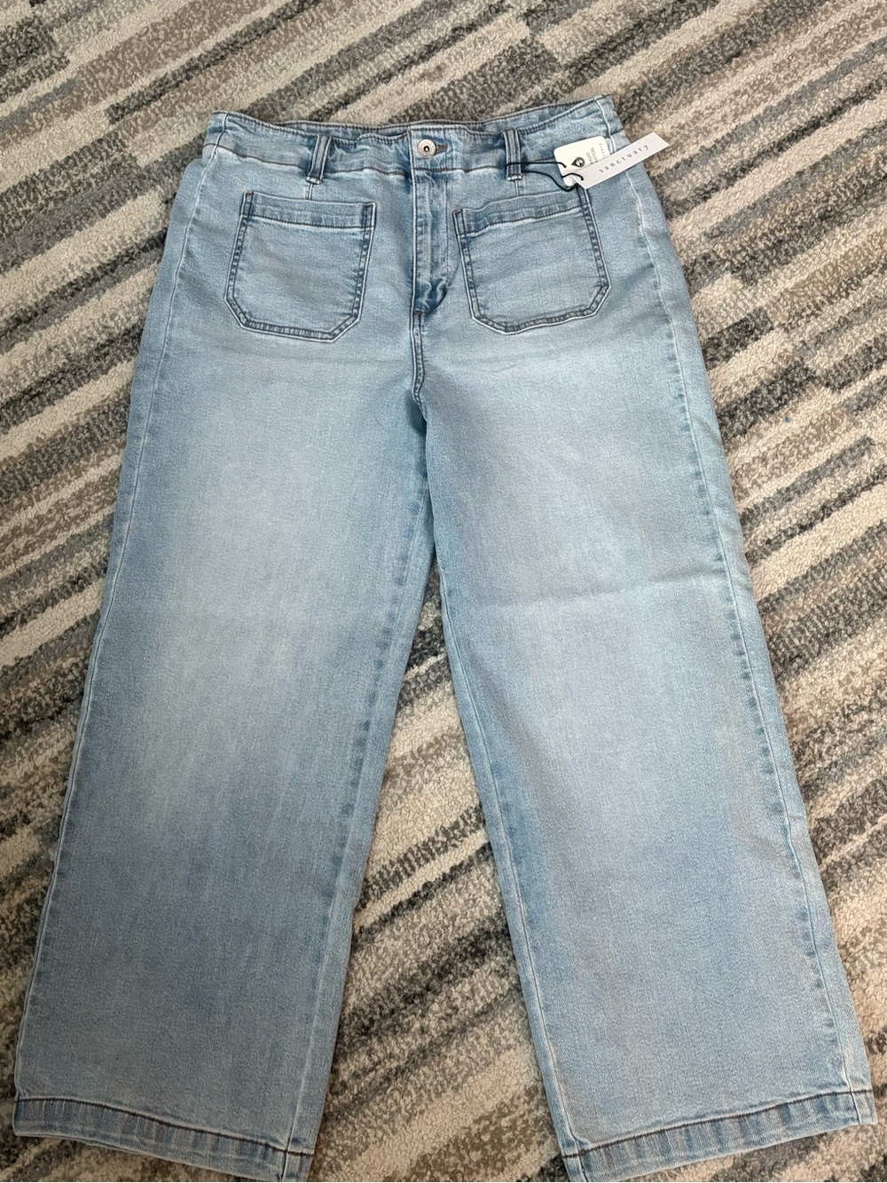 Sanctuary Wide Leg Jeans Light Wash High Rise Utility Pocket Size S NWT